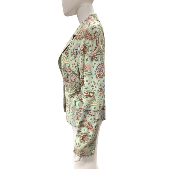 NWT J.McLaughlin Blazer Womens SZ12 Silk Cotton Spandex Blend Floral Print Green - Picture 3 of 5